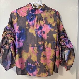 CROSBY by Mollie Burch Ruched Sleeve Blouse